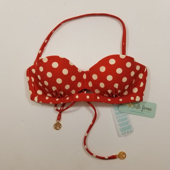 red polka dot bikini top